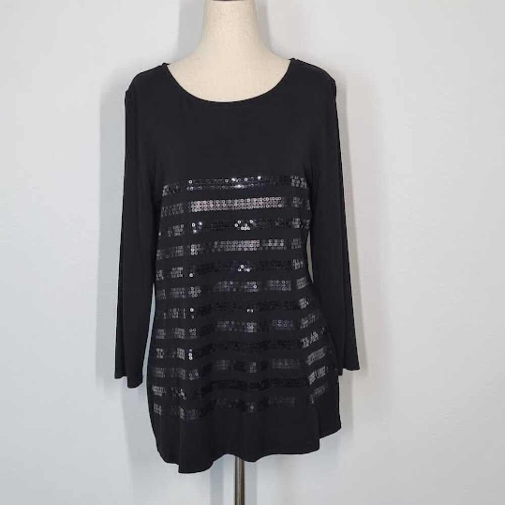 TOMMY BAHAMA stripes sequin top Sz L